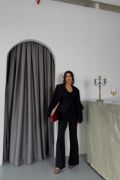 YANLARI KUŞAK DETAYLI CEKET -YELEK - PANTOLON TAKIM - Siyah resmi